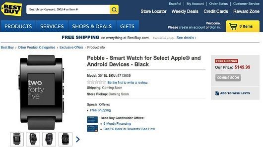 El reloj inteligente Pebble llega a grandes almacenes en USA