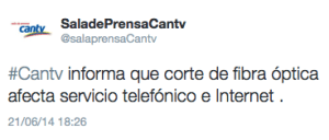 CANTV tuit corte de fibra