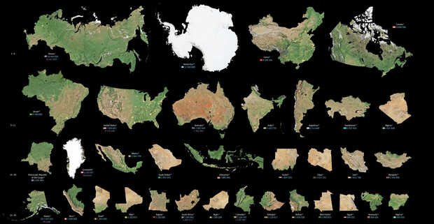 El tamaño sí importa: mira  todos los países por orden de tamaño en una sola infografía