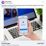 Anuncio de Facebook que promociona una actualización de Facebook Messenger