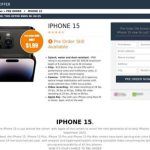 Ejemplo de una página de phishing ofreciendo el iPhone 15 de manera anticipada