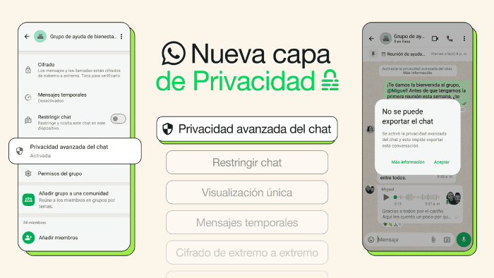 WhatsApp lanza "Privacidad avanzada en chats" para proteger aún más tus conversaciones